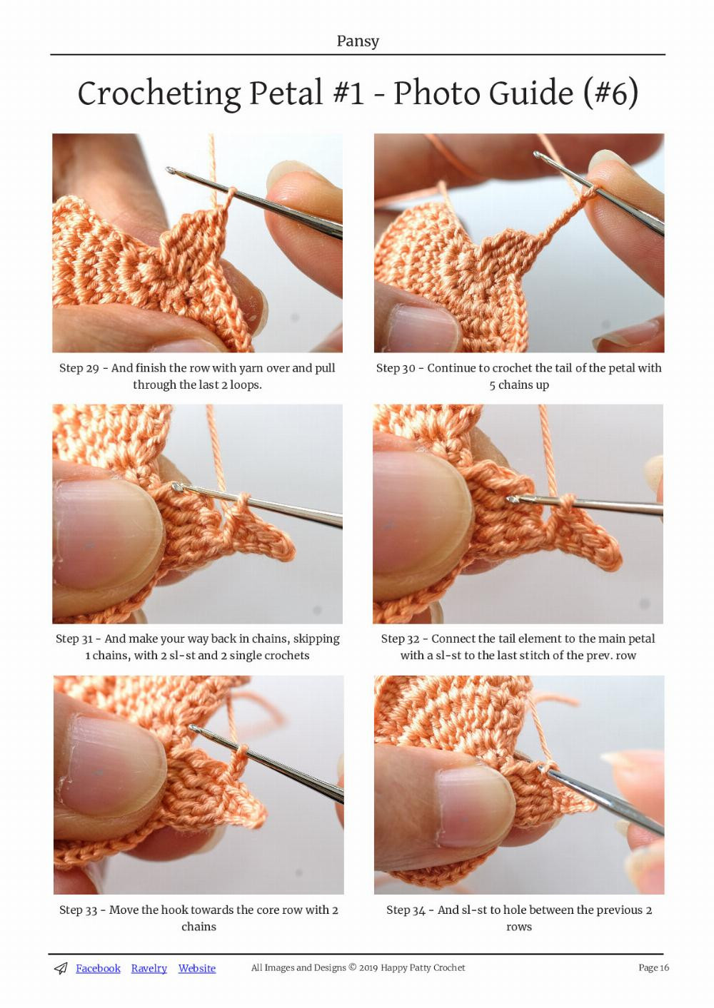 Crochet Pansy Viola Tricolor  crochet pattern