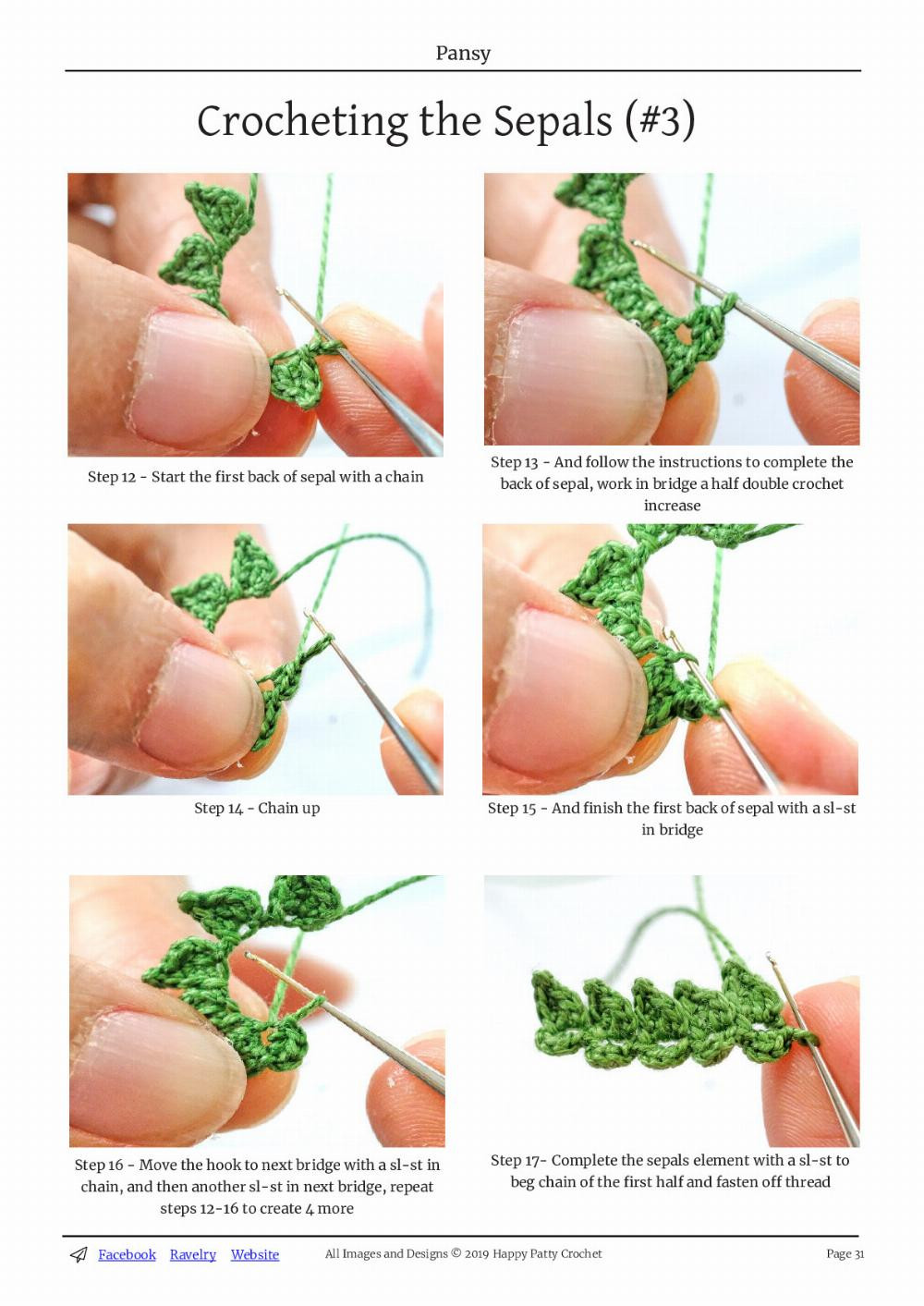 Crochet Pansy Viola Tricolor  crochet pattern