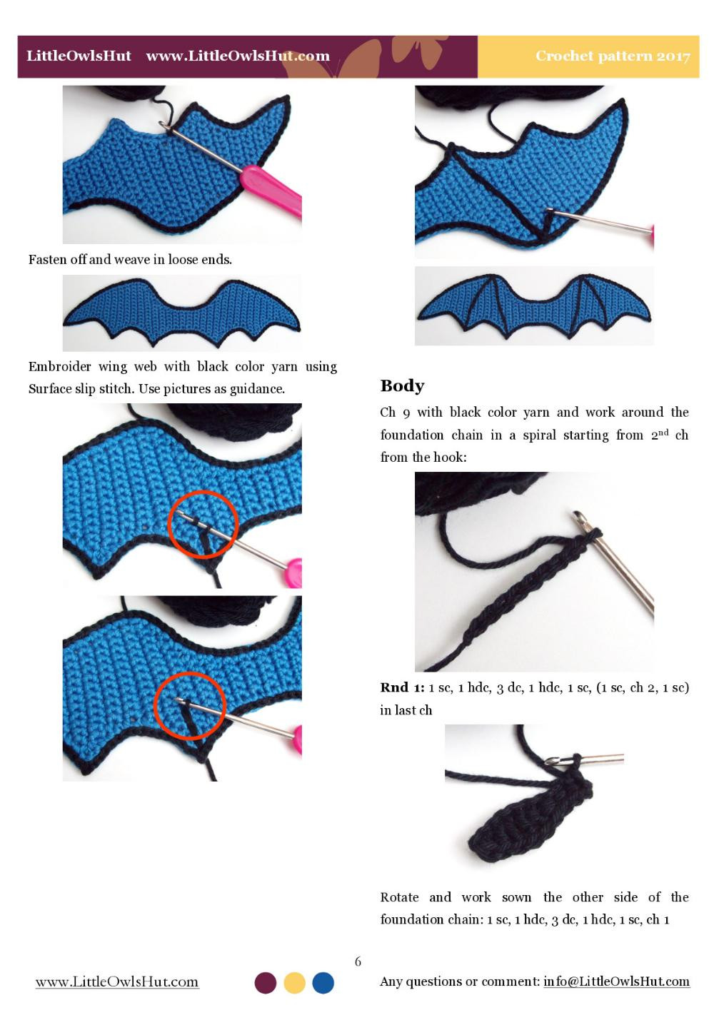 crochet pattern bat bookmark