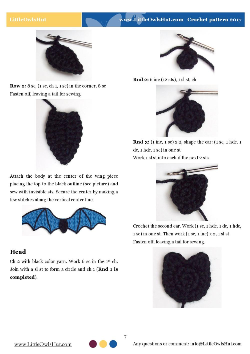 crochet pattern bat bookmark