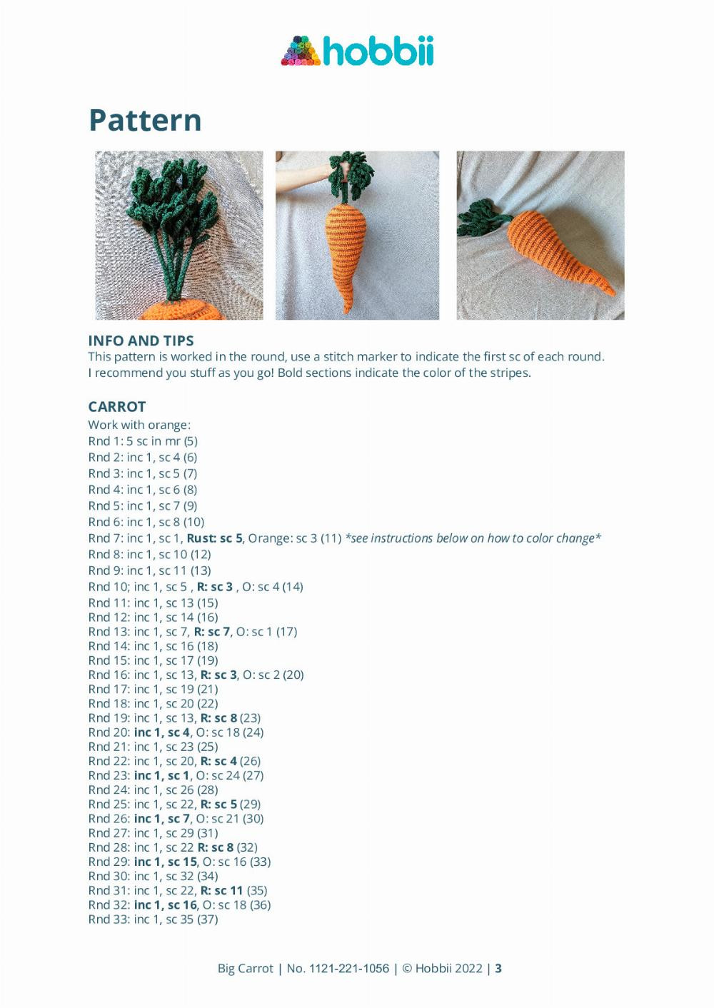 CROCHET PATTERN Big Carrot