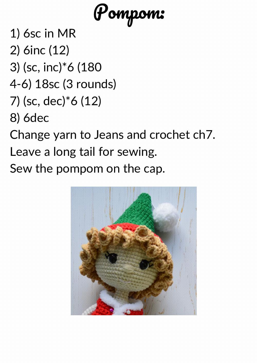 Crochet Pattern Christmas Elf doll