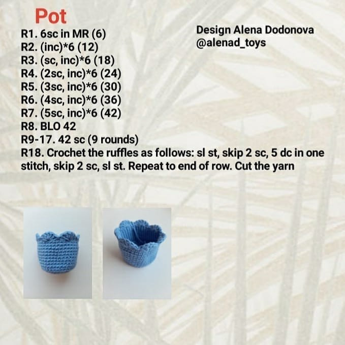 Crochet PATTERN flower in the pot, amigurumi flowers, tutorial plants pattern in English
