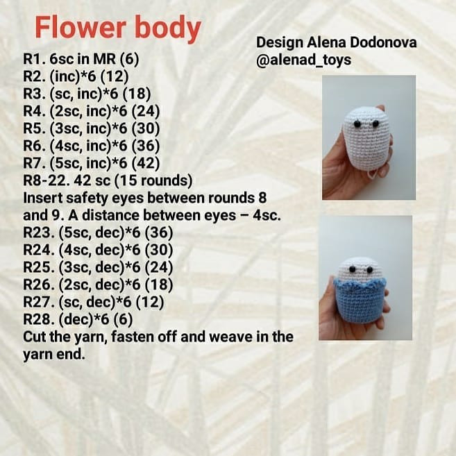 Crochet PATTERN flower in the pot, amigurumi flowers, tutorial plants pattern in English