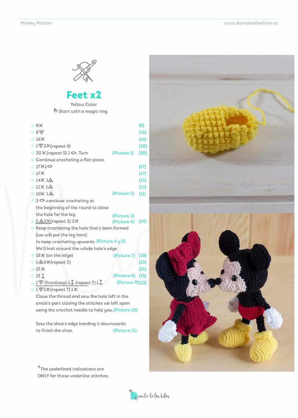 crochet pattern Mickey Mouse with a big ear