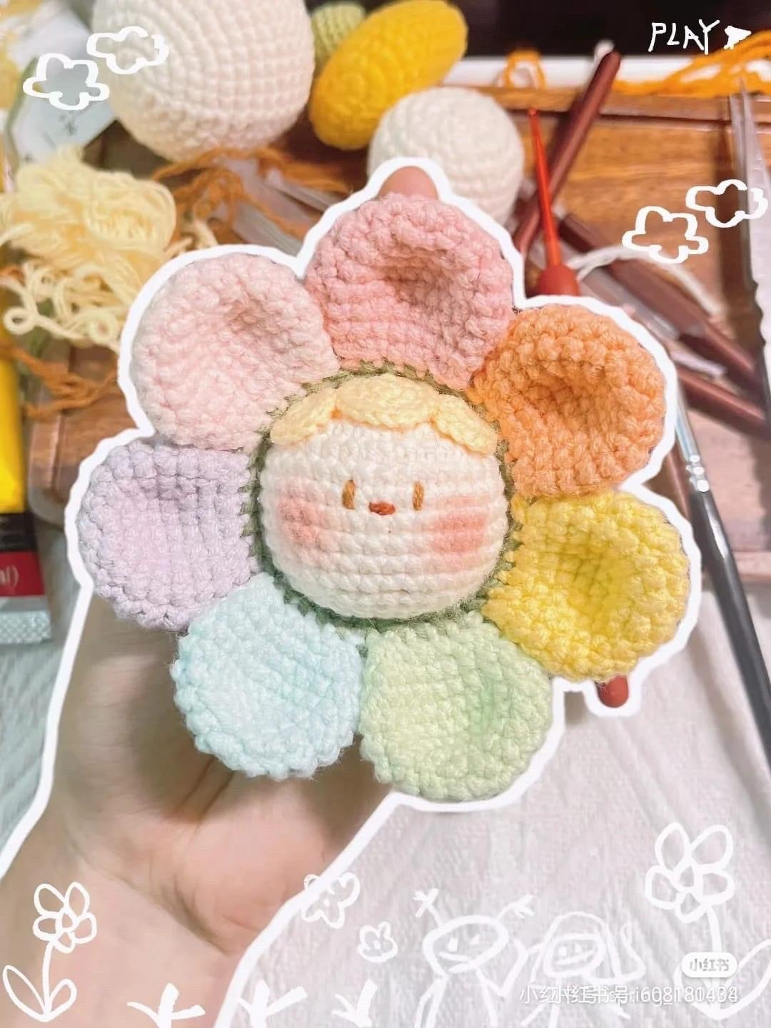 Crochet pattern Seven-color flower dumplings