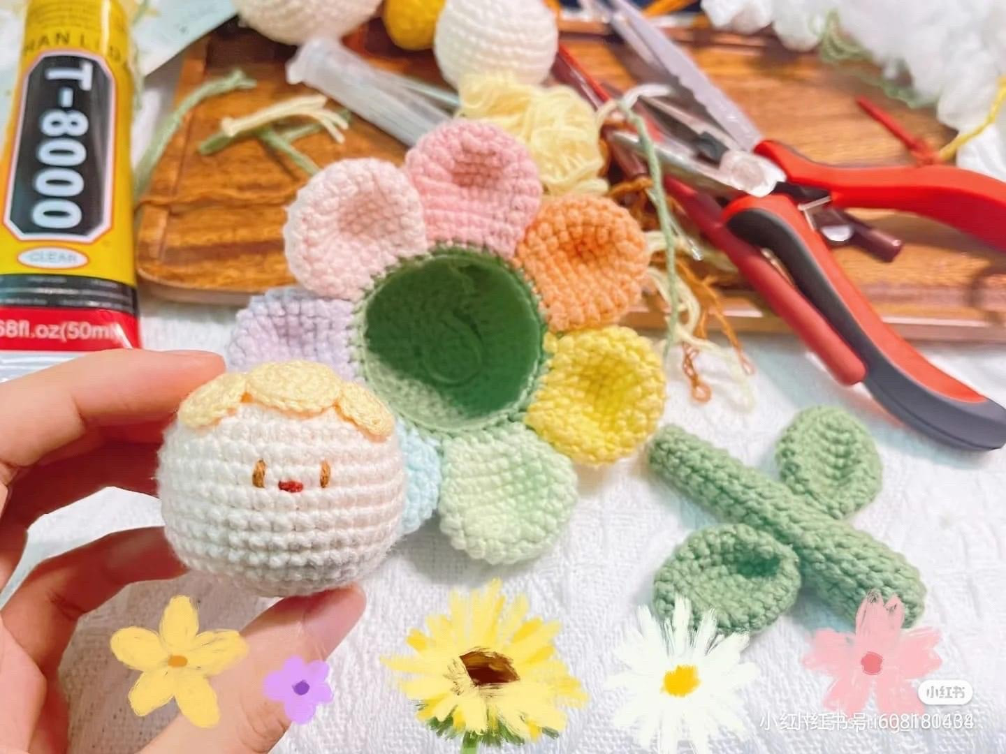 Crochet pattern Seven-color flower dumplings