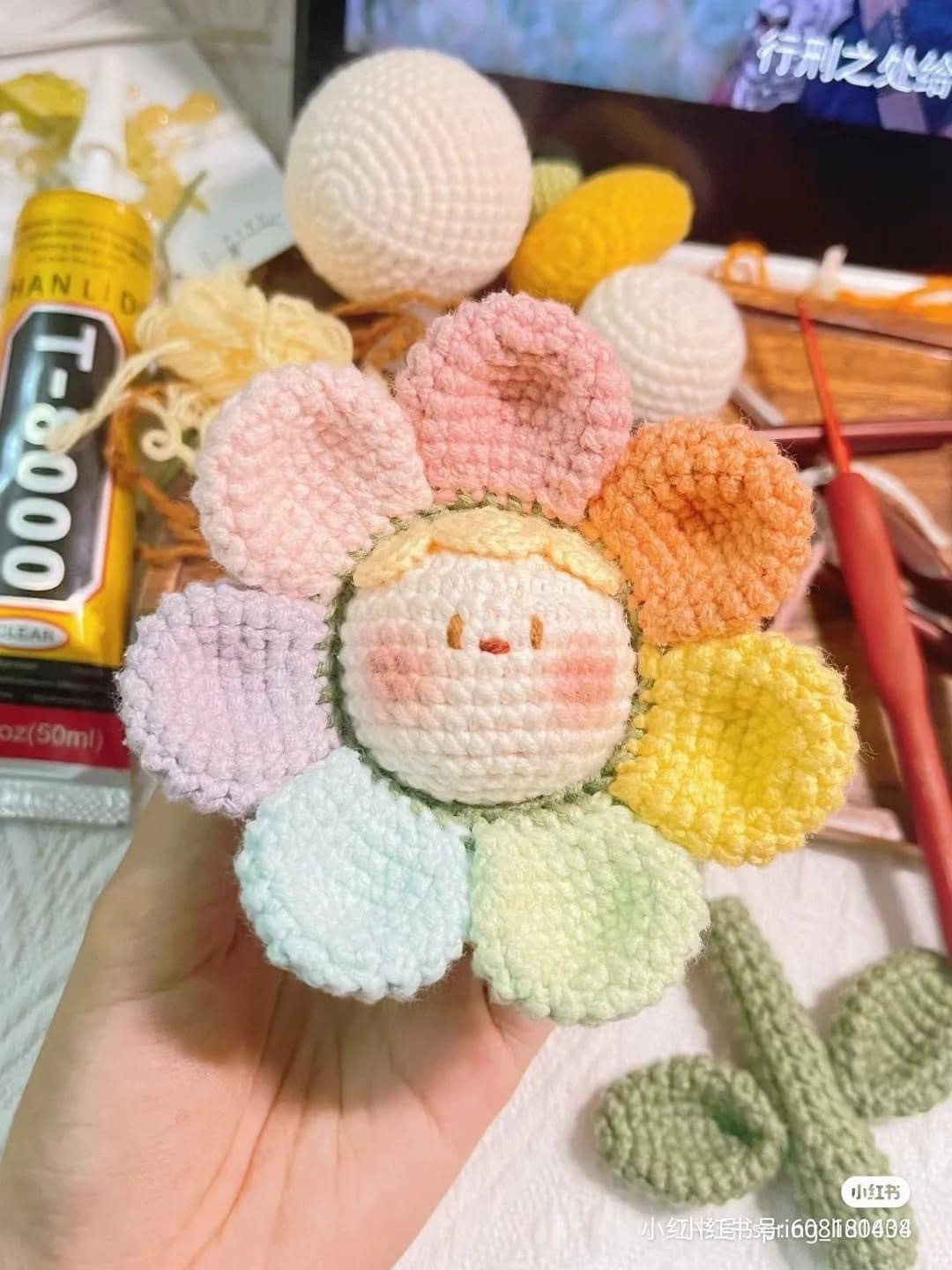 Crochet pattern Seven-color flower dumplings