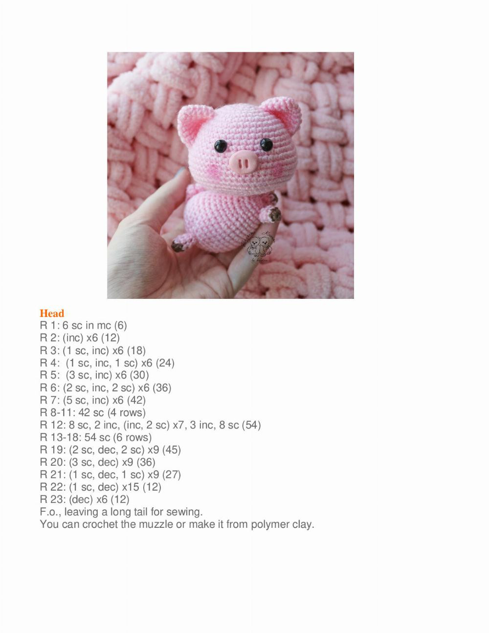 crochet pig free amigurumi pattern