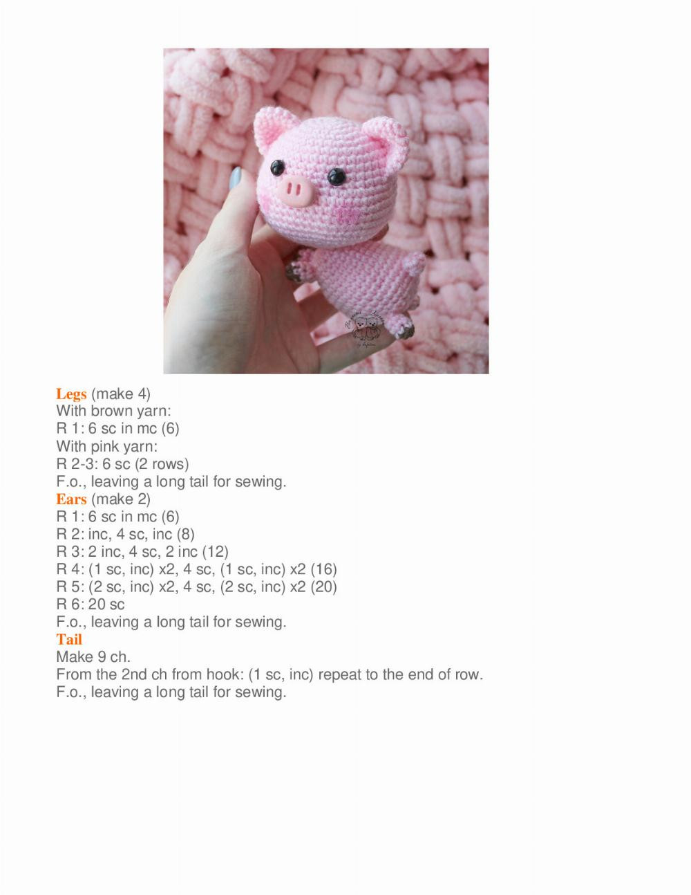 crochet pig free amigurumi pattern