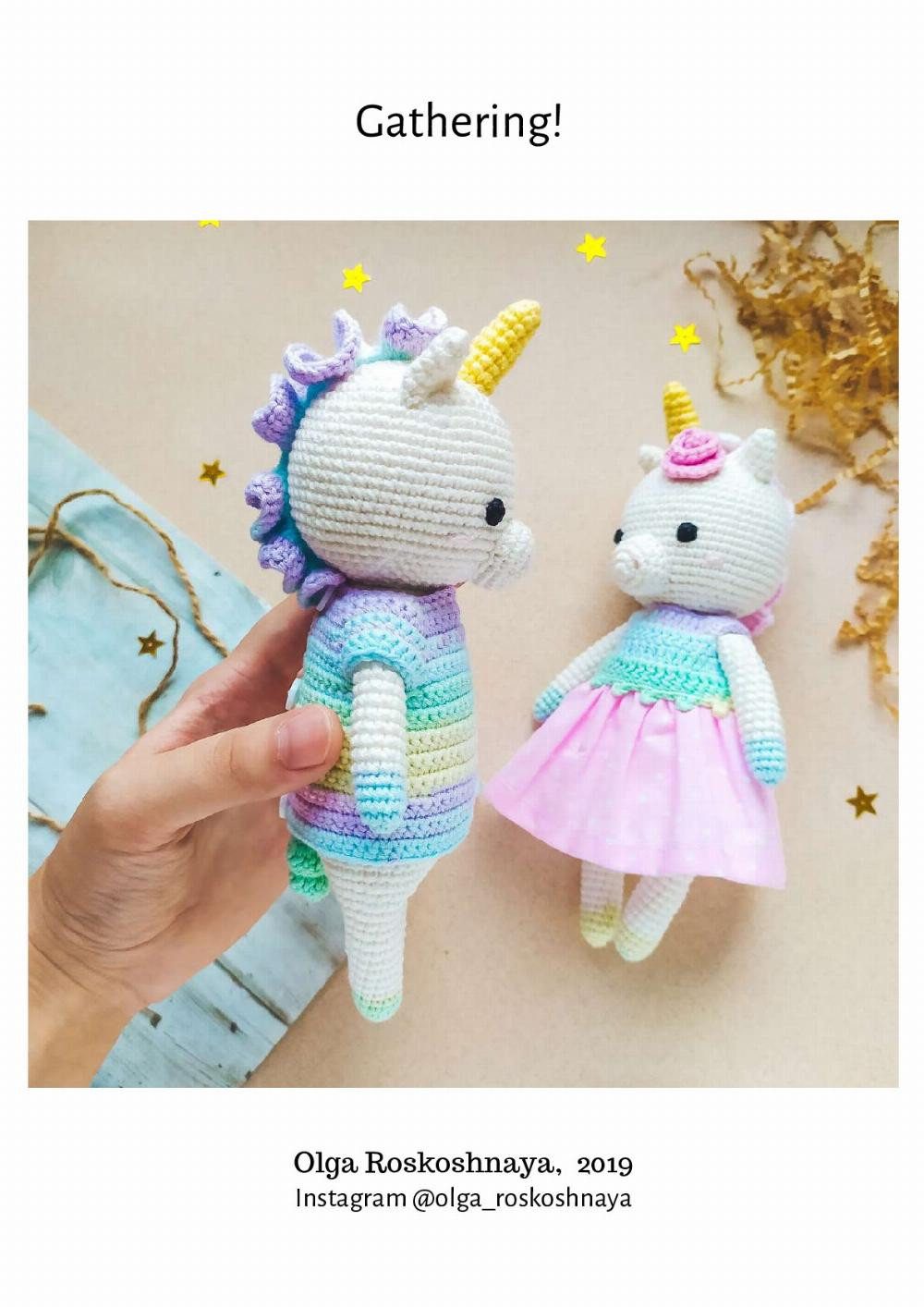 Crochet toy pattern Couple of unicorns