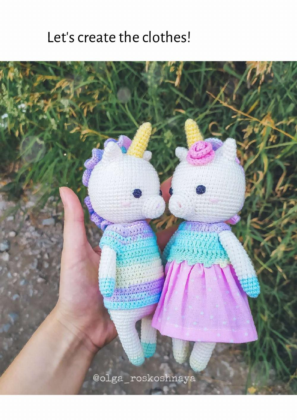 Crochet toy pattern Couple of unicorns