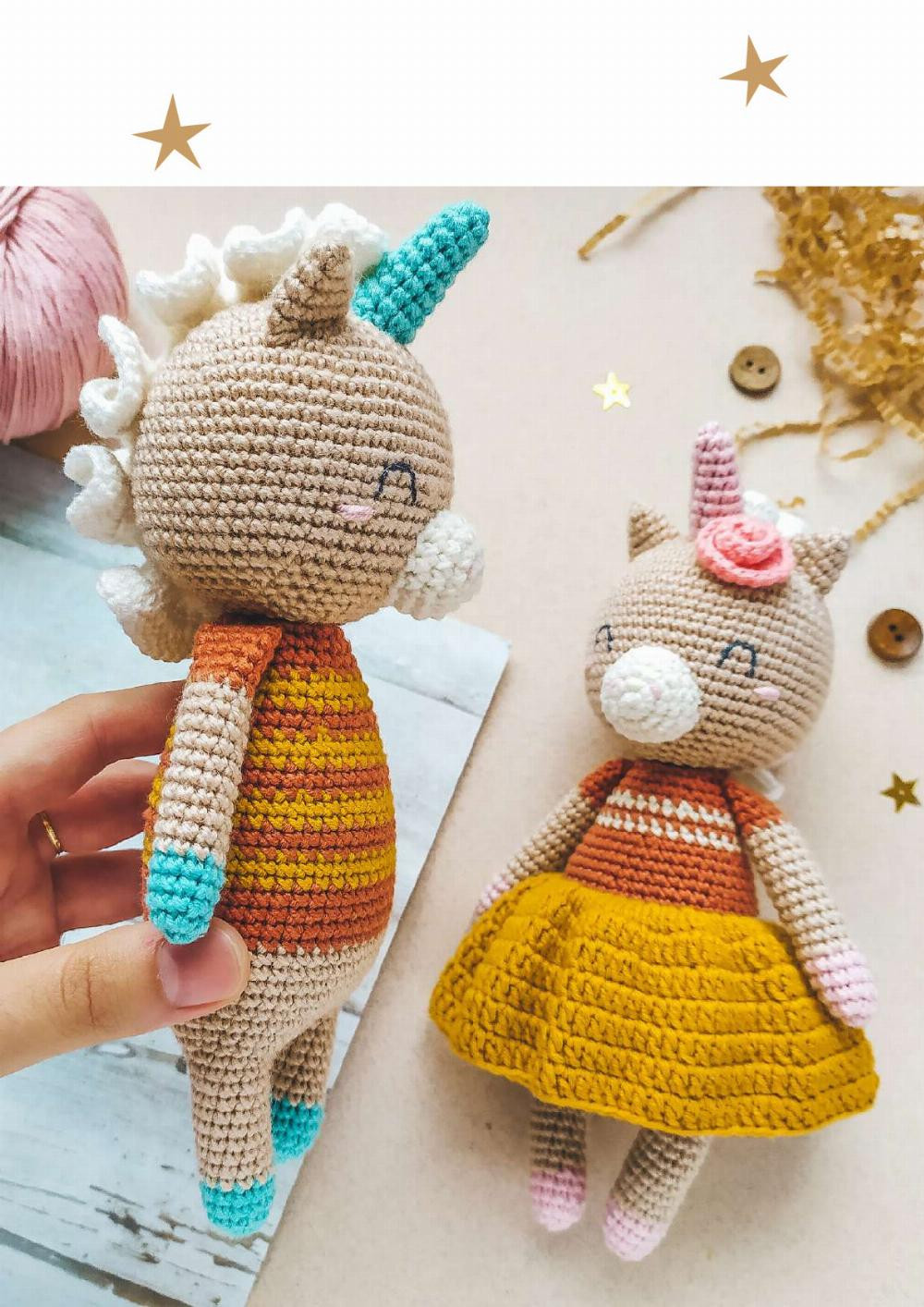 Crochet toy pattern Couple of unicorns