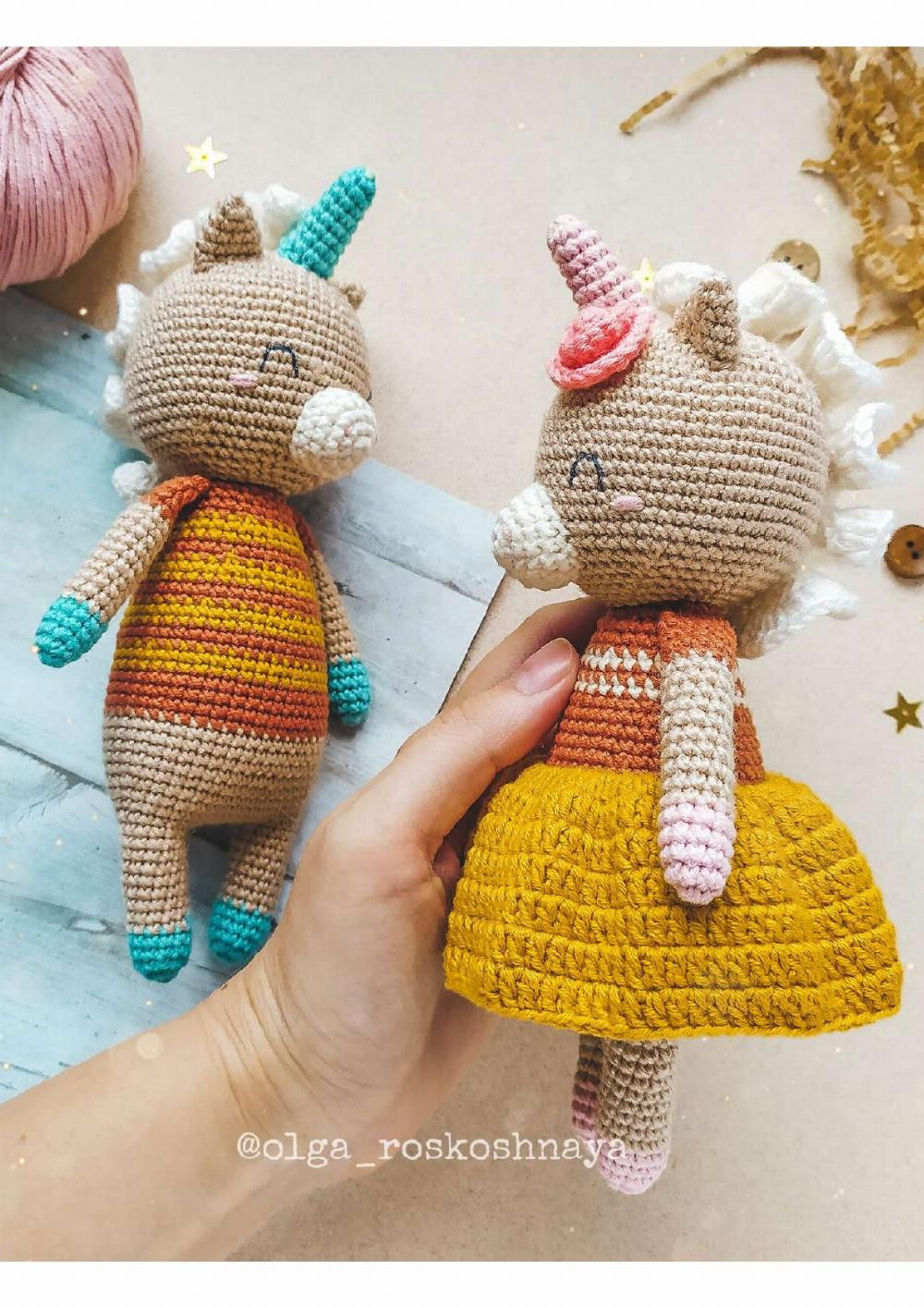 Crochet toy pattern Couple of unicorns