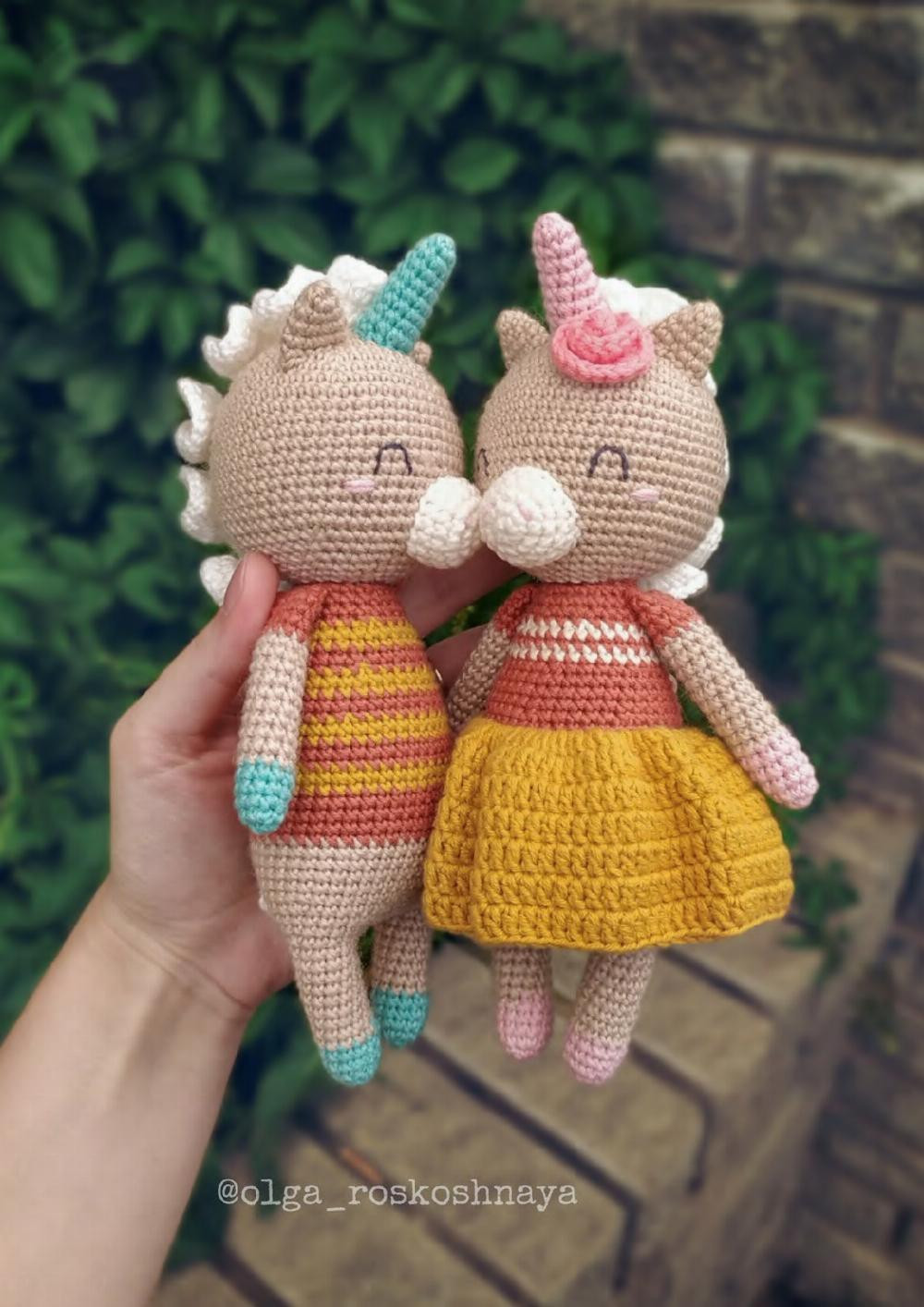 Crochet toy pattern Couple of unicorns