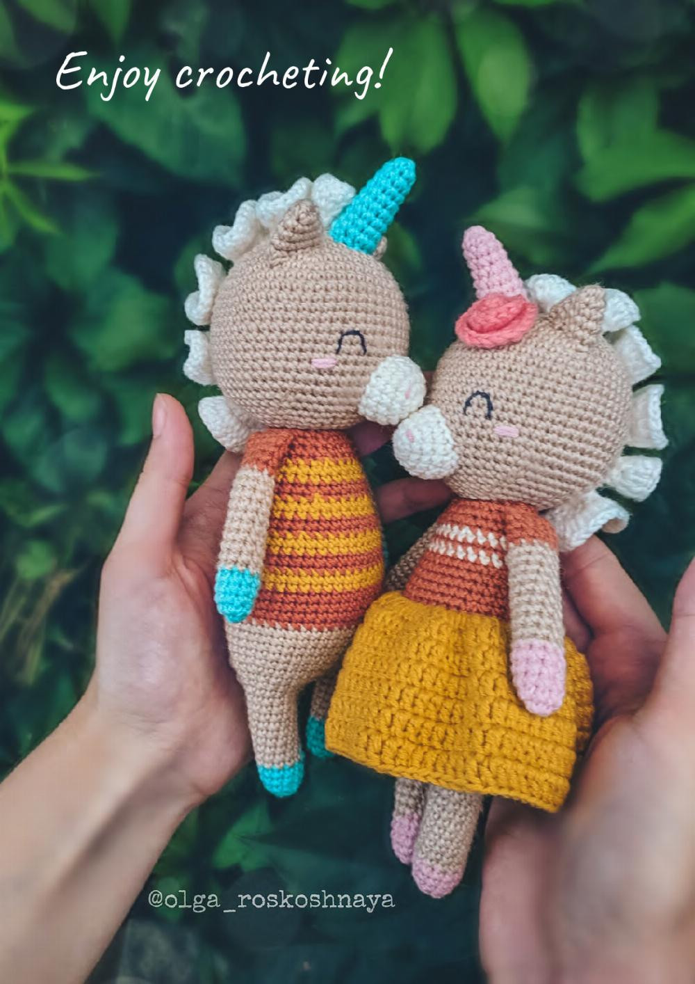 Crochet toy pattern Couple of unicorns