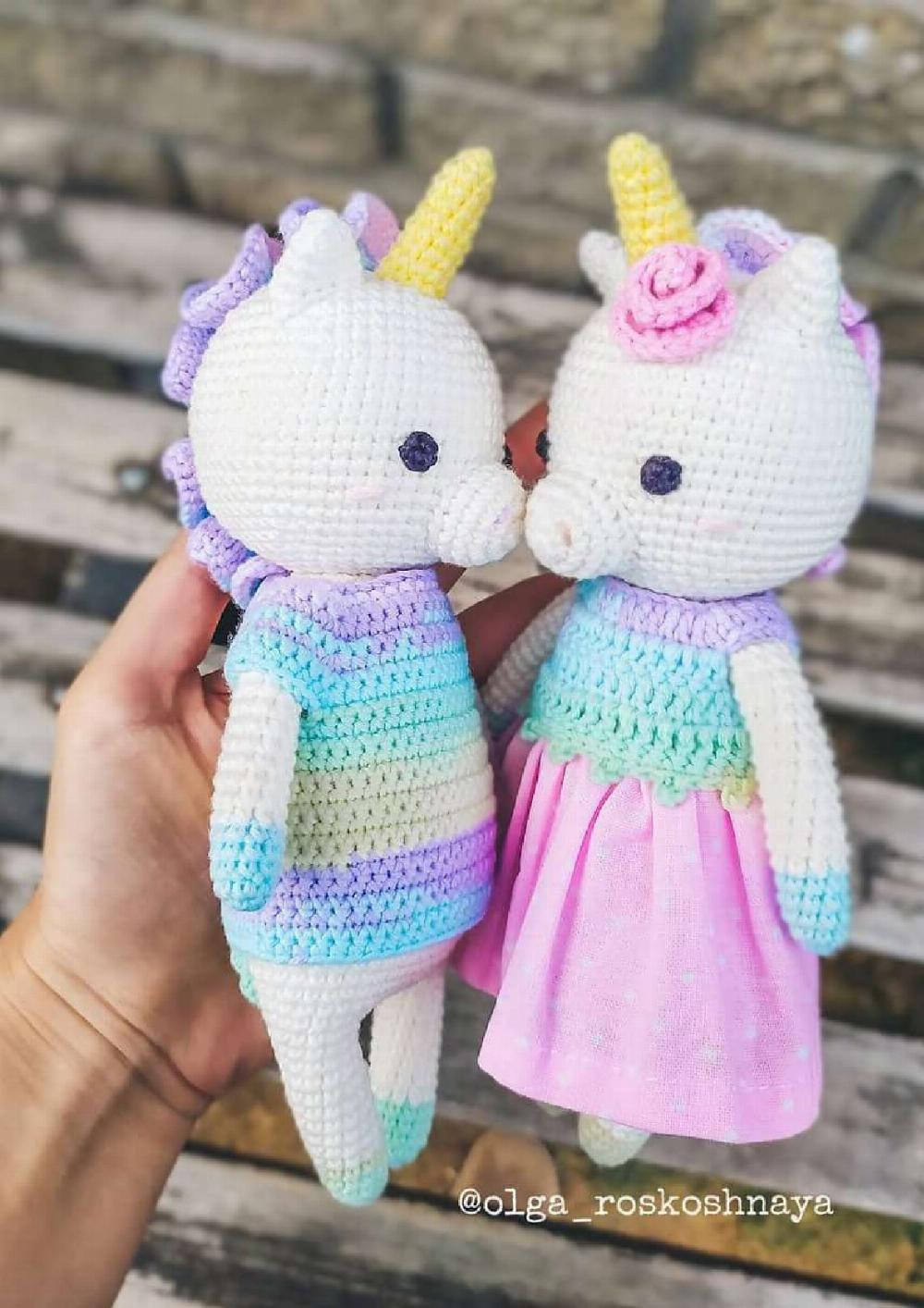 Crochet toy pattern Couple of unicorns