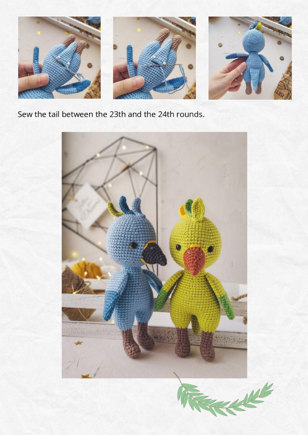 Crochet toy pattern WILLIE THE PARROT