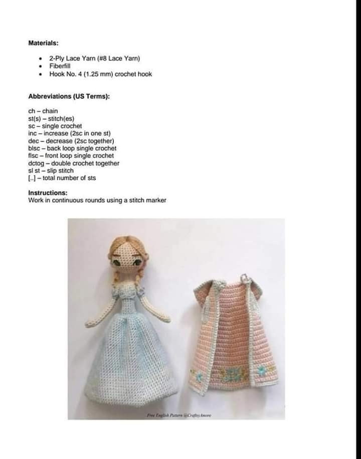 Doll crochet pattern with hooded cape