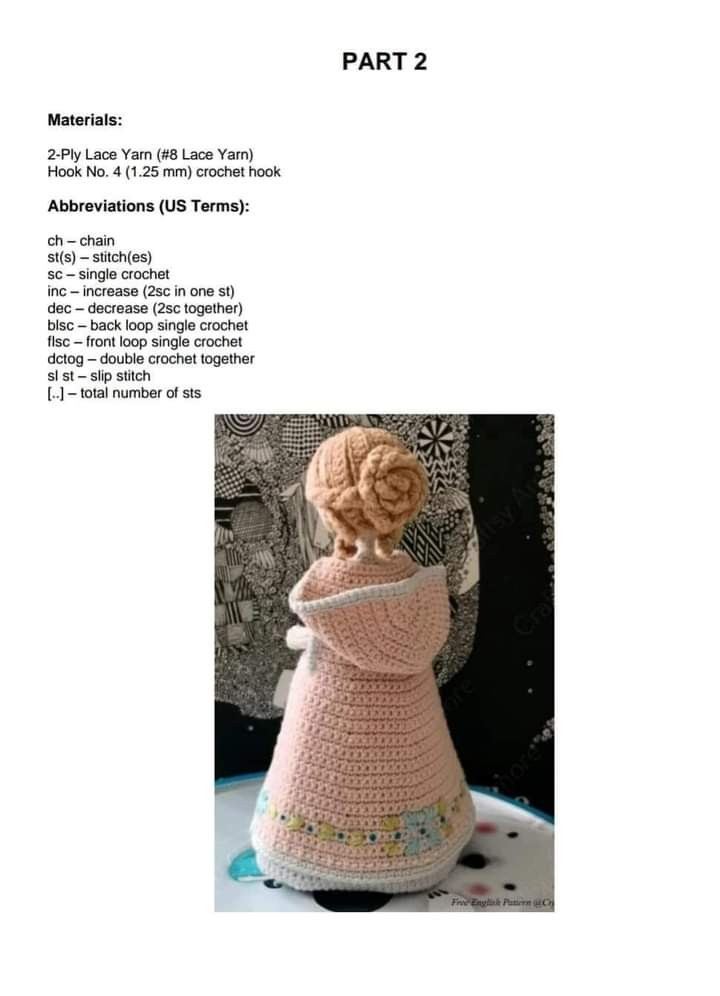 Doll crochet pattern with hooded cape