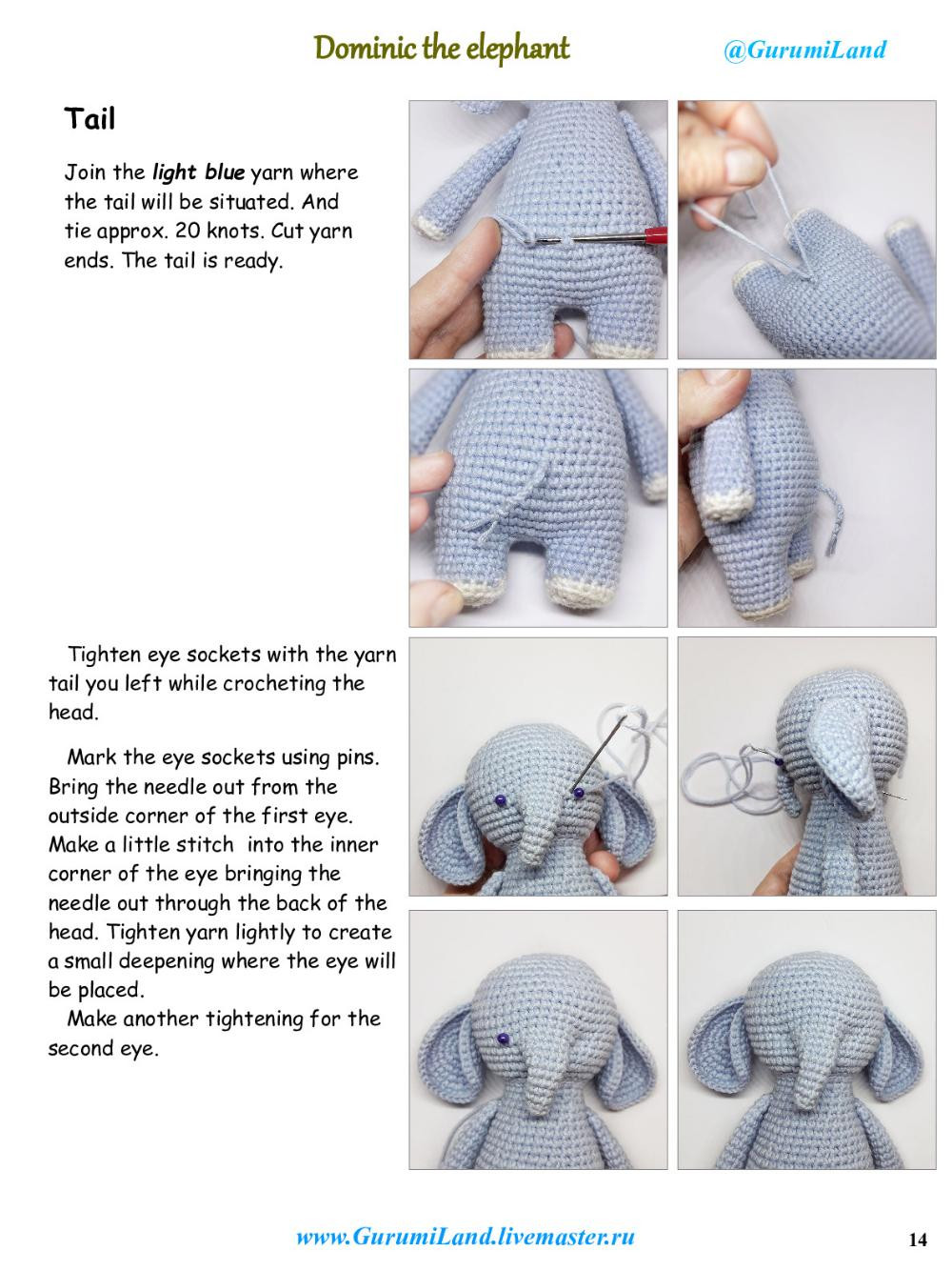 Dominic the elephant Crochet pattern