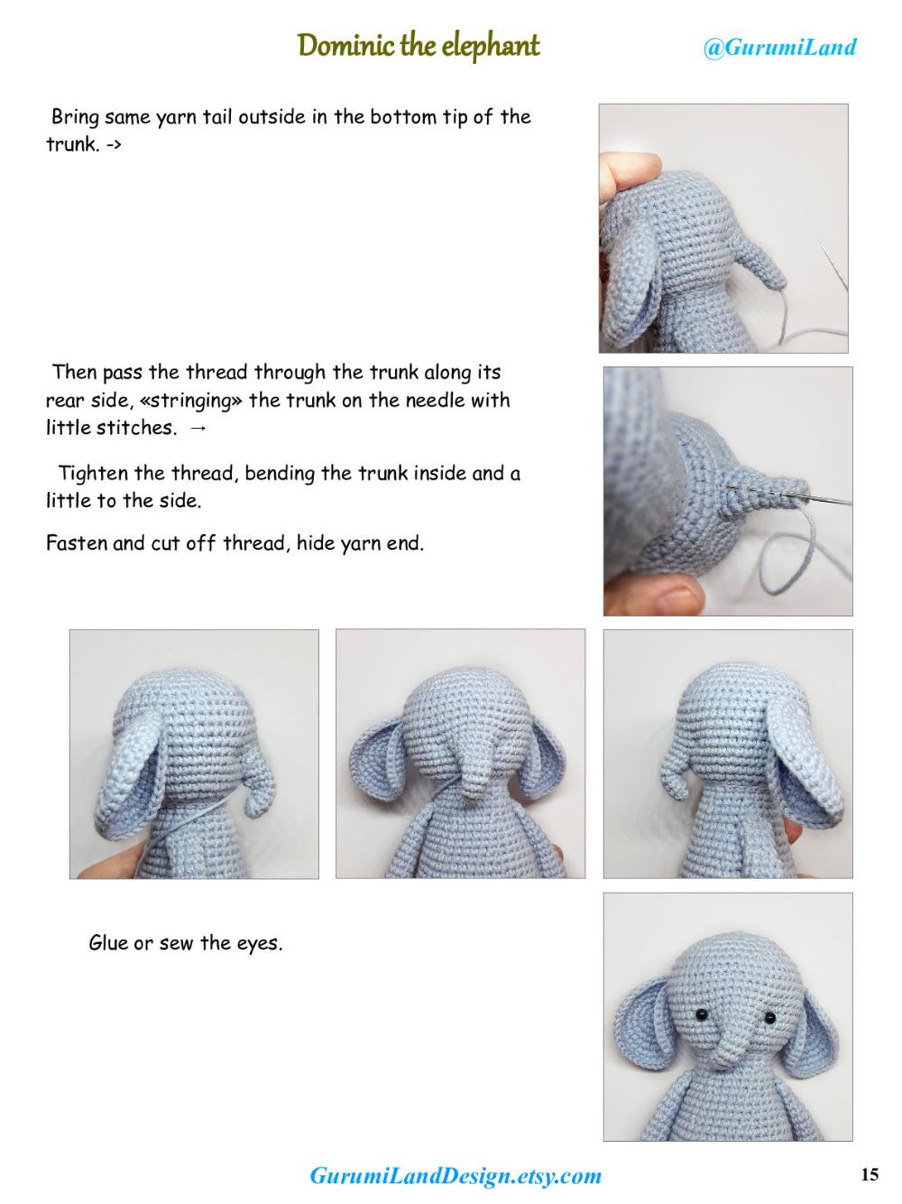 Dominic the elephant Crochet pattern