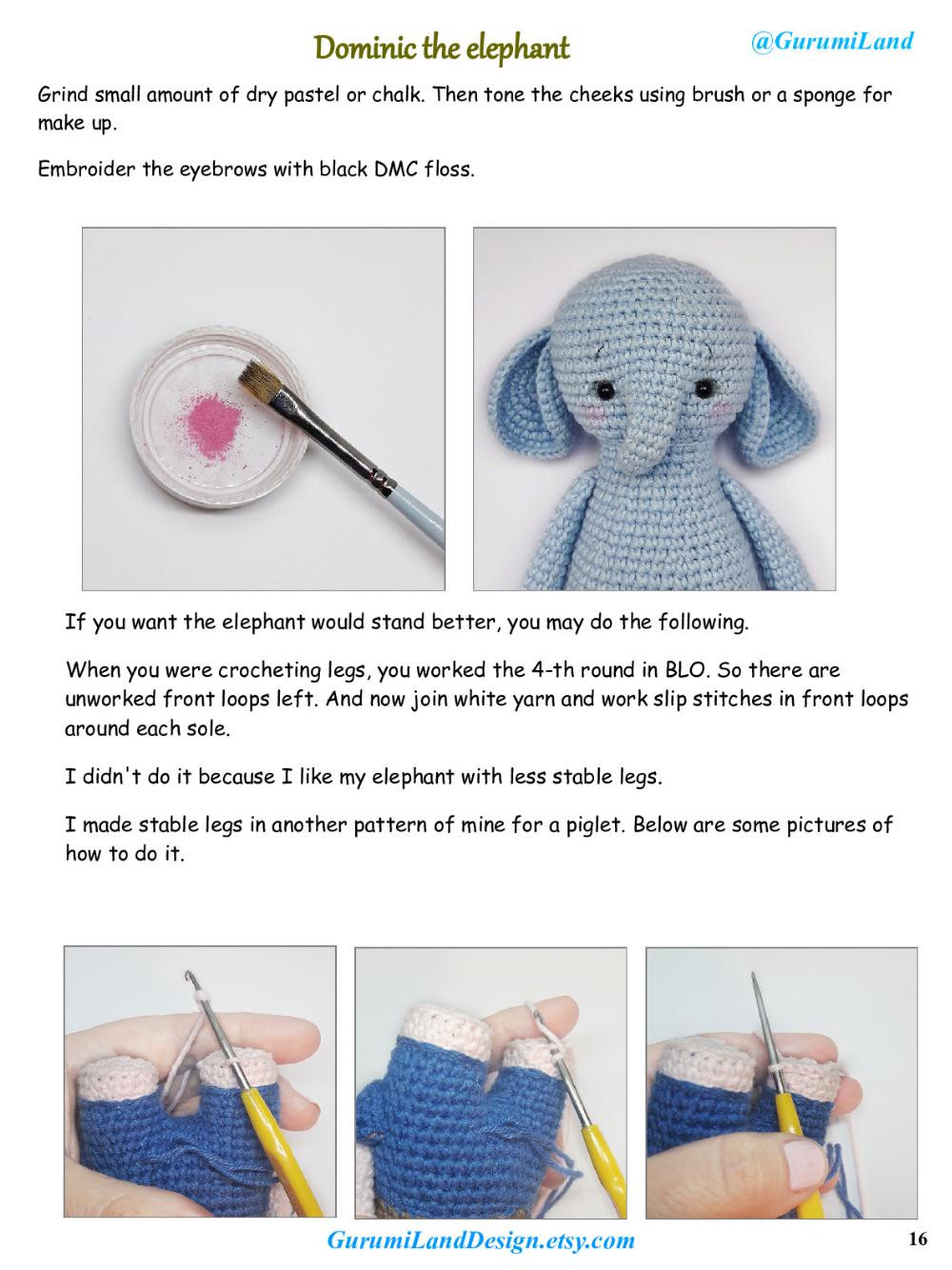 Dominic the elephant Crochet pattern