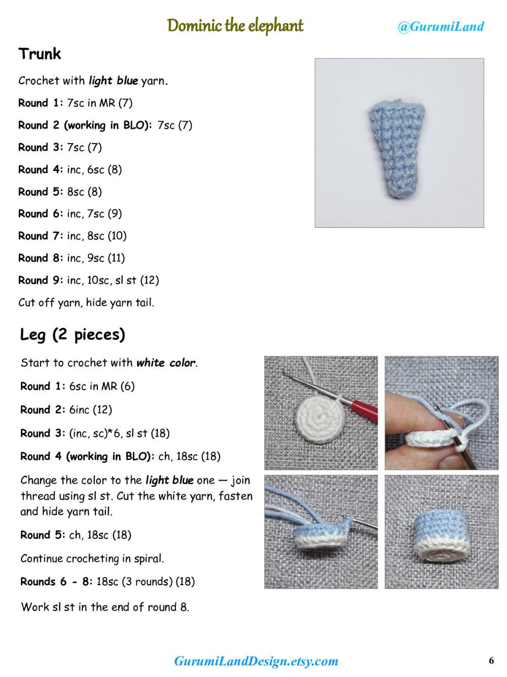 Dominic the elephant Crochet pattern