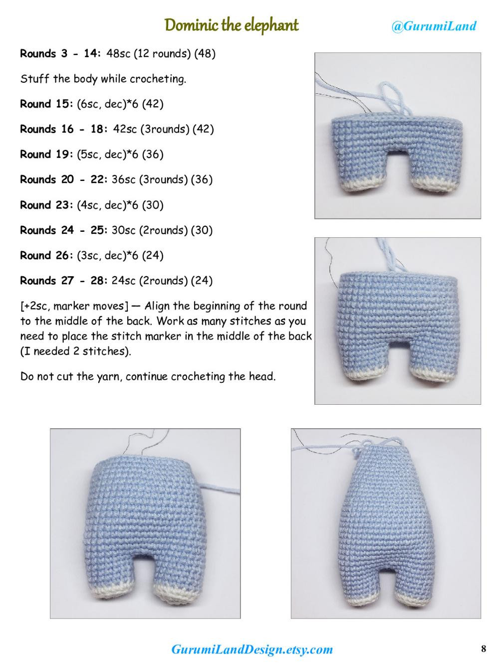 Dominic the elephant Crochet pattern