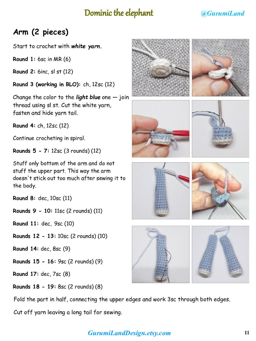 Dominic the elephant Crochet pattern