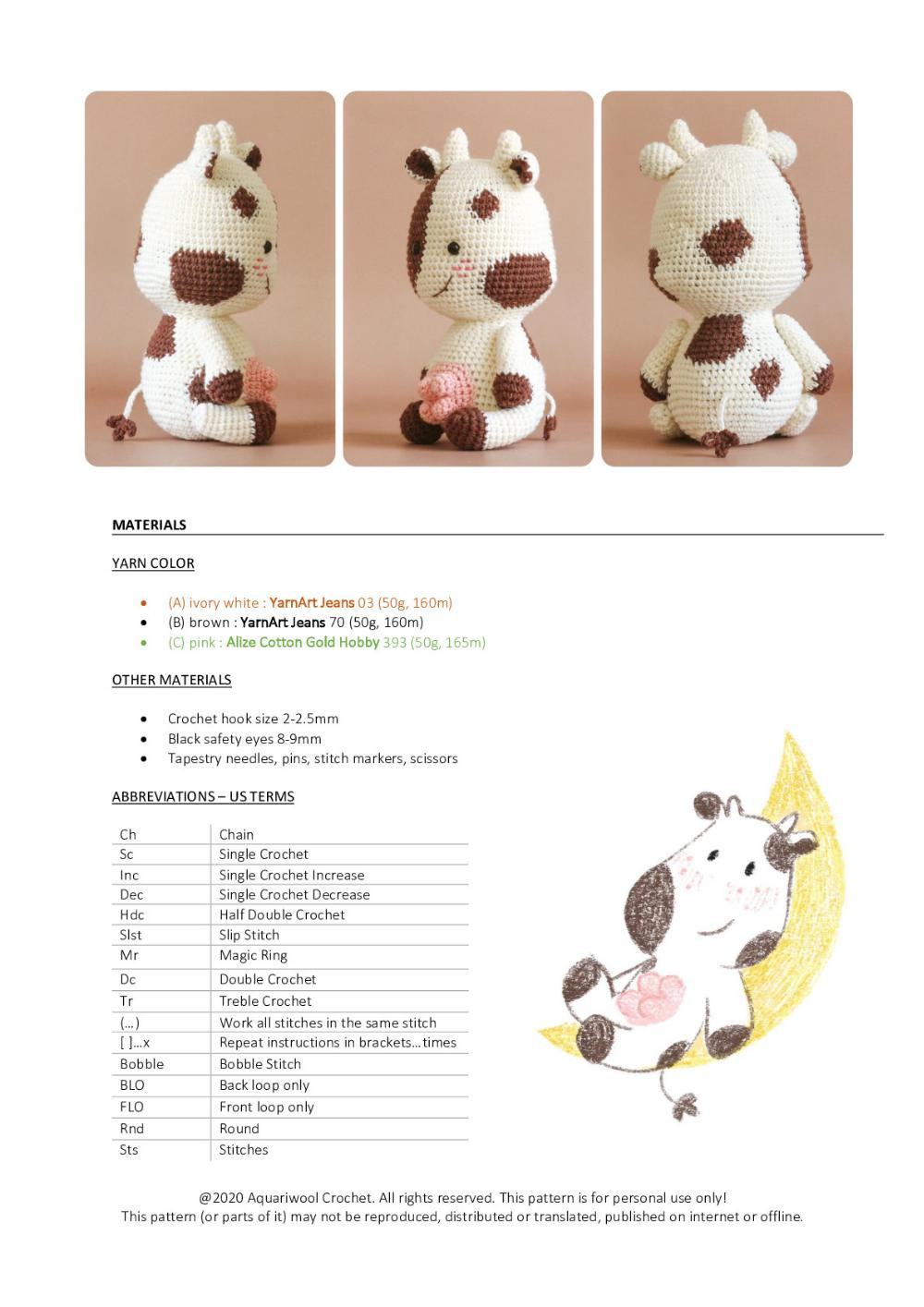 DOTTIE THE LITTLE COW crochet pattern