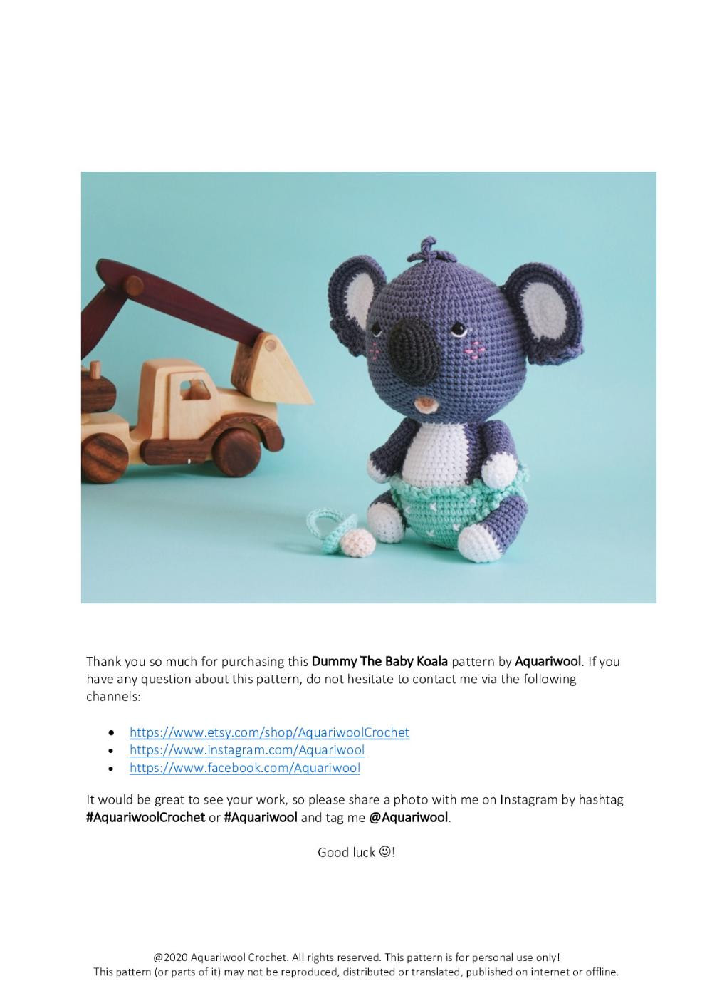 DUMMY THE BABY KOALA crochet pattern