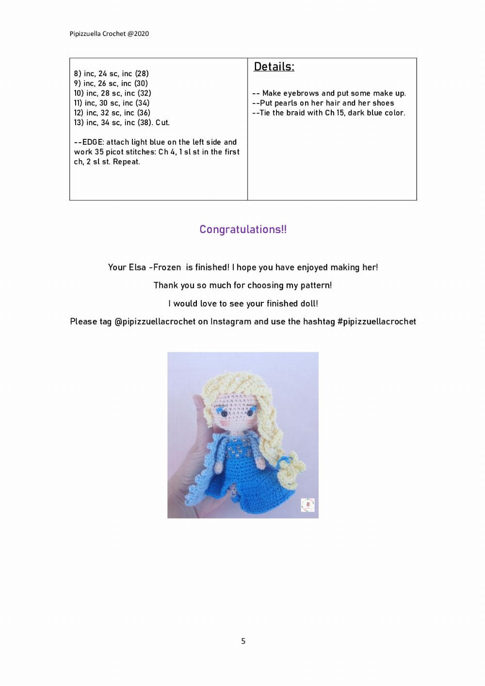 ELSA FROZEN crochet pattern