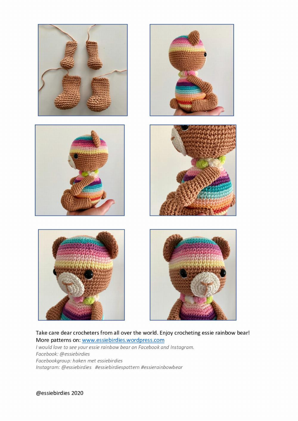 Esste rainbow bear crochet pattern