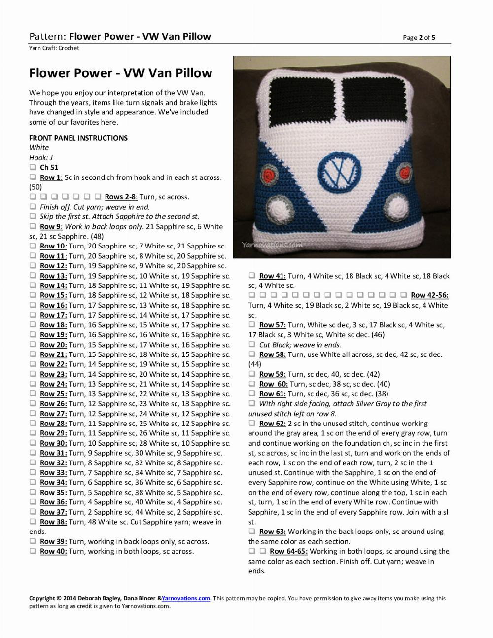 Flower Power ‐ VW Van Pillow Patterns