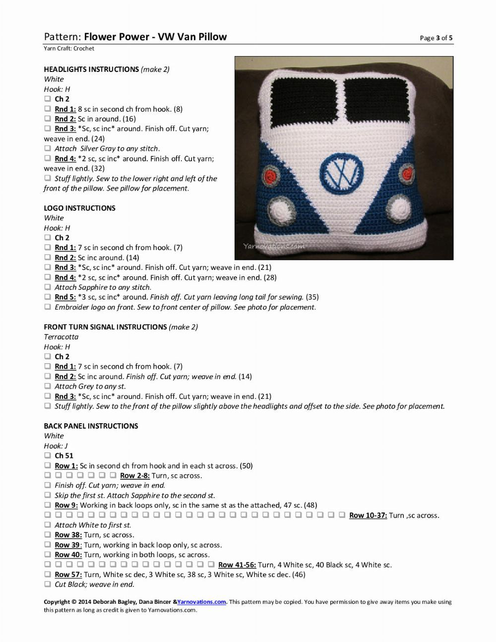 Flower Power ‐ VW Van Pillow Patterns