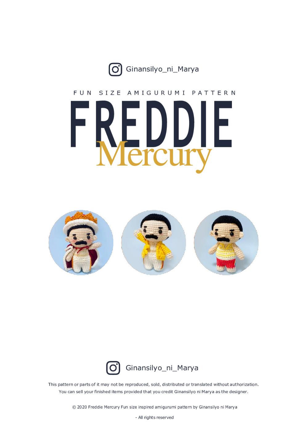 FREDDIE Mercury FUN SIZE AMIGURUMI PATTERN