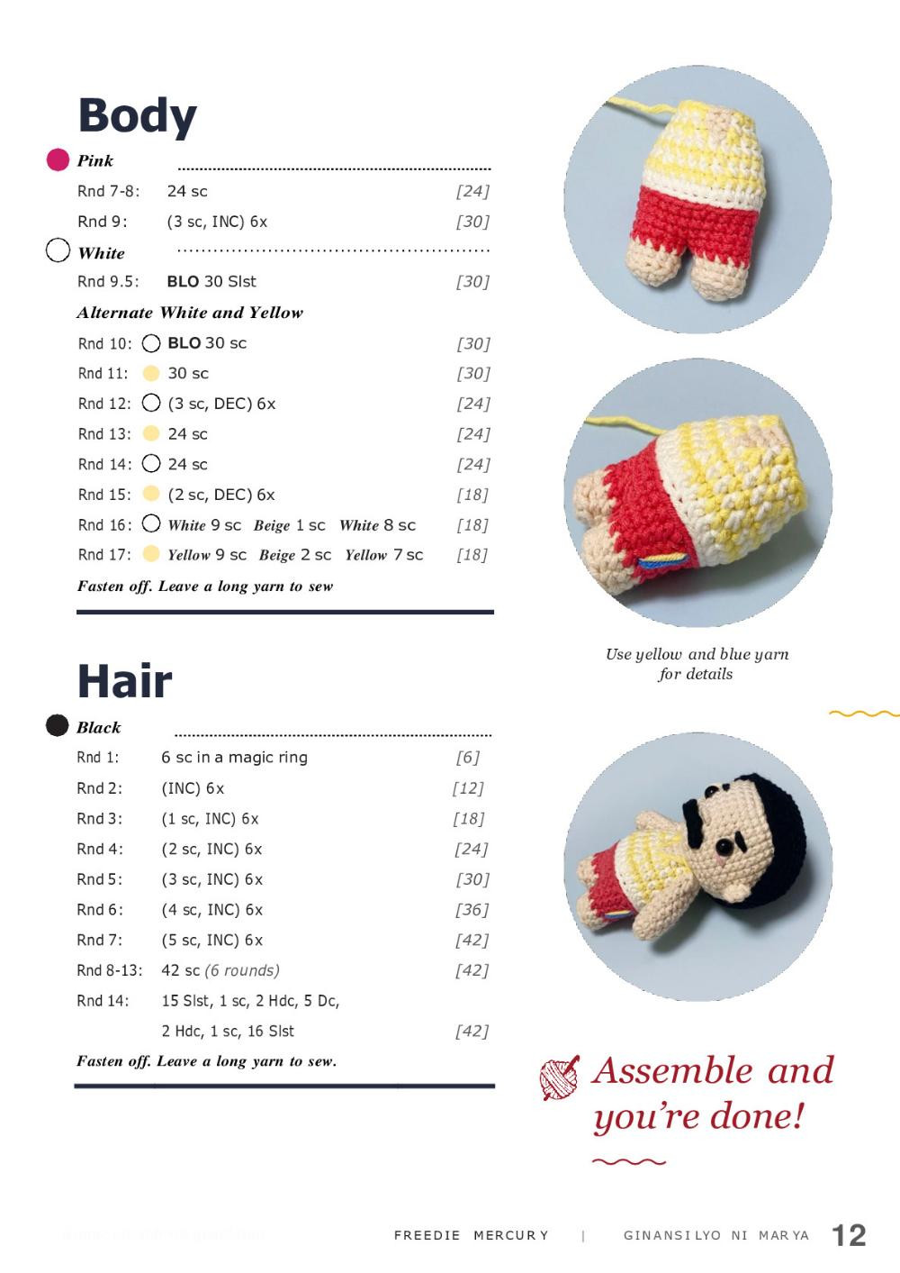 FREDDIE Mercury FUN SIZE AMIGURUMI PATTERN