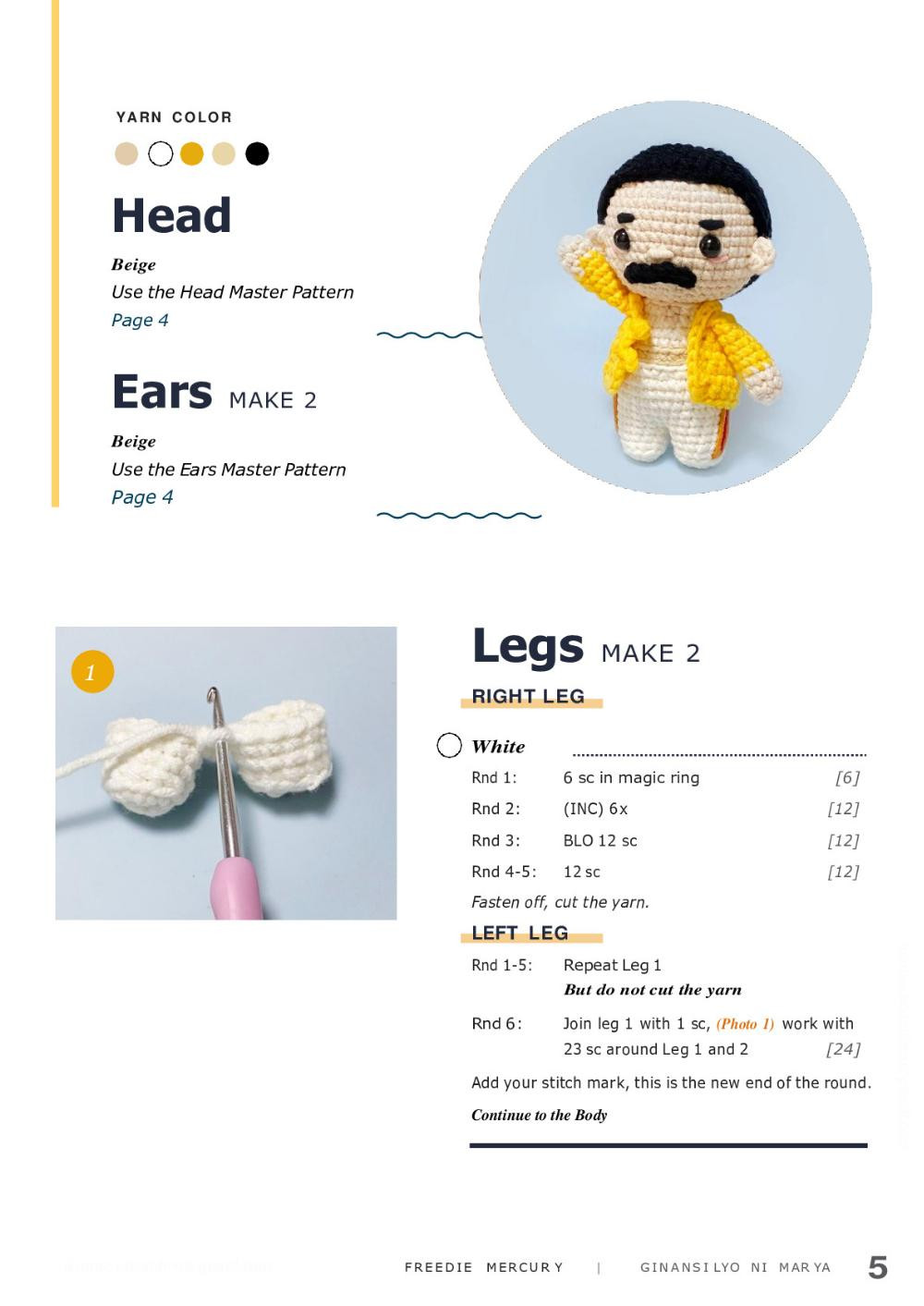 FREDDIE Mercury FUN SIZE AMIGURUMI PATTERN