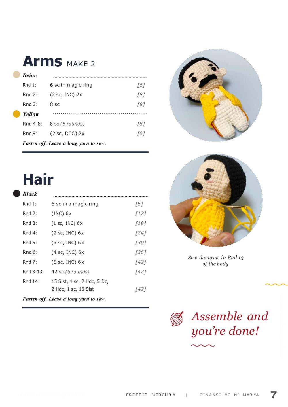 FREDDIE Mercury FUN SIZE AMIGURUMI PATTERN