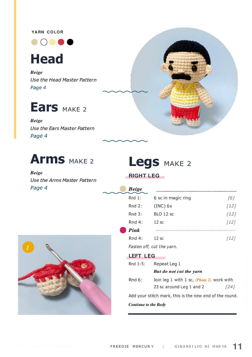 FREDDIE Mercury FUN SIZE AMIGURUMI PATTERN