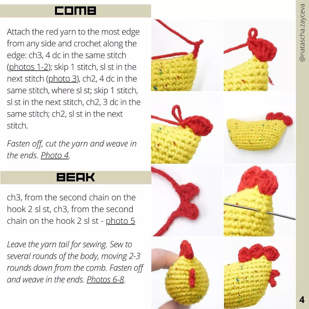 free crochet english pattern chickens