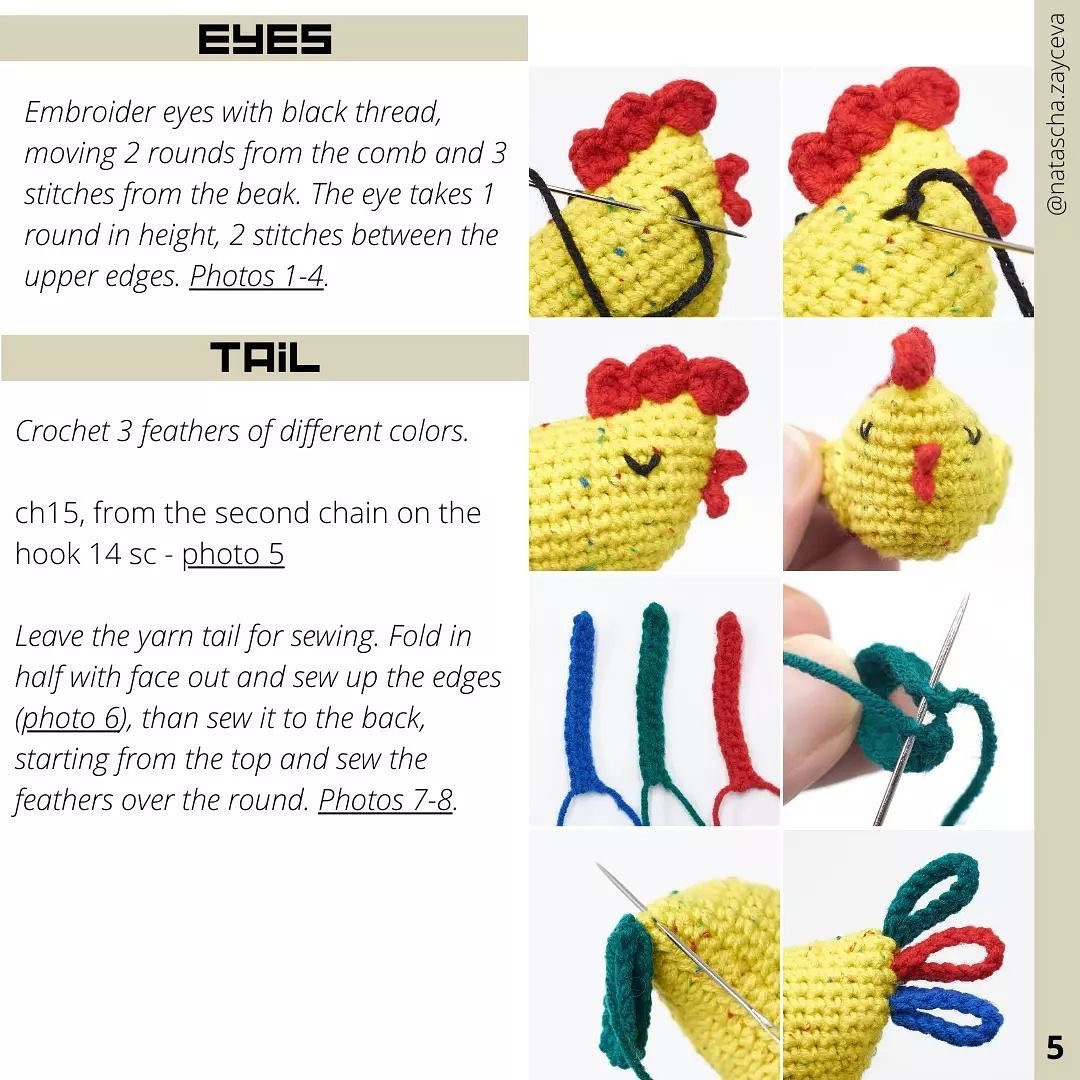 free crochet english pattern chickens