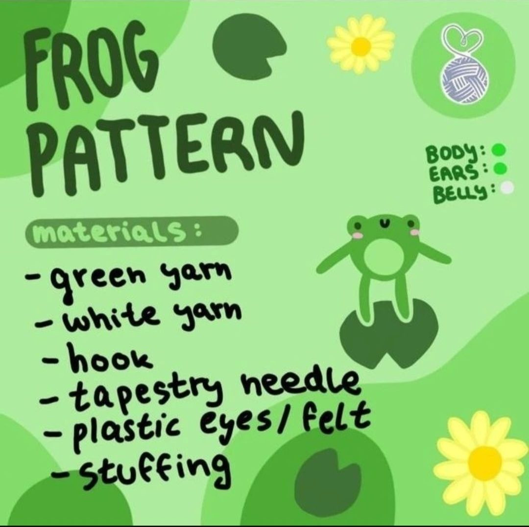 free crochet frog white belly pattern