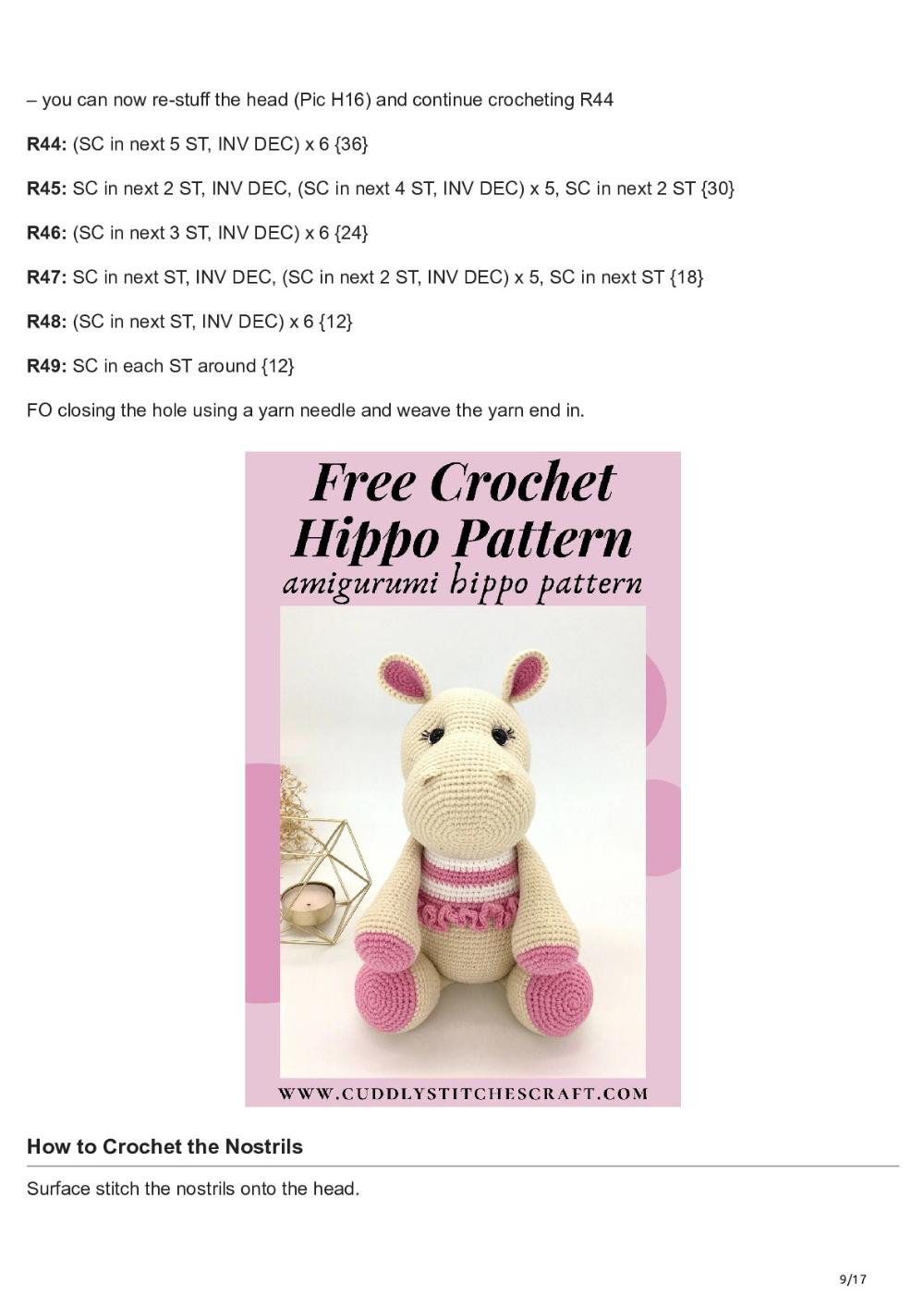 Free Crochet Hippo Pattern