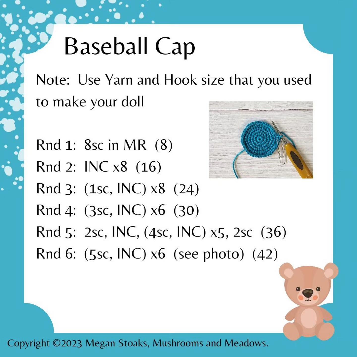free crochet pattern baseball cap