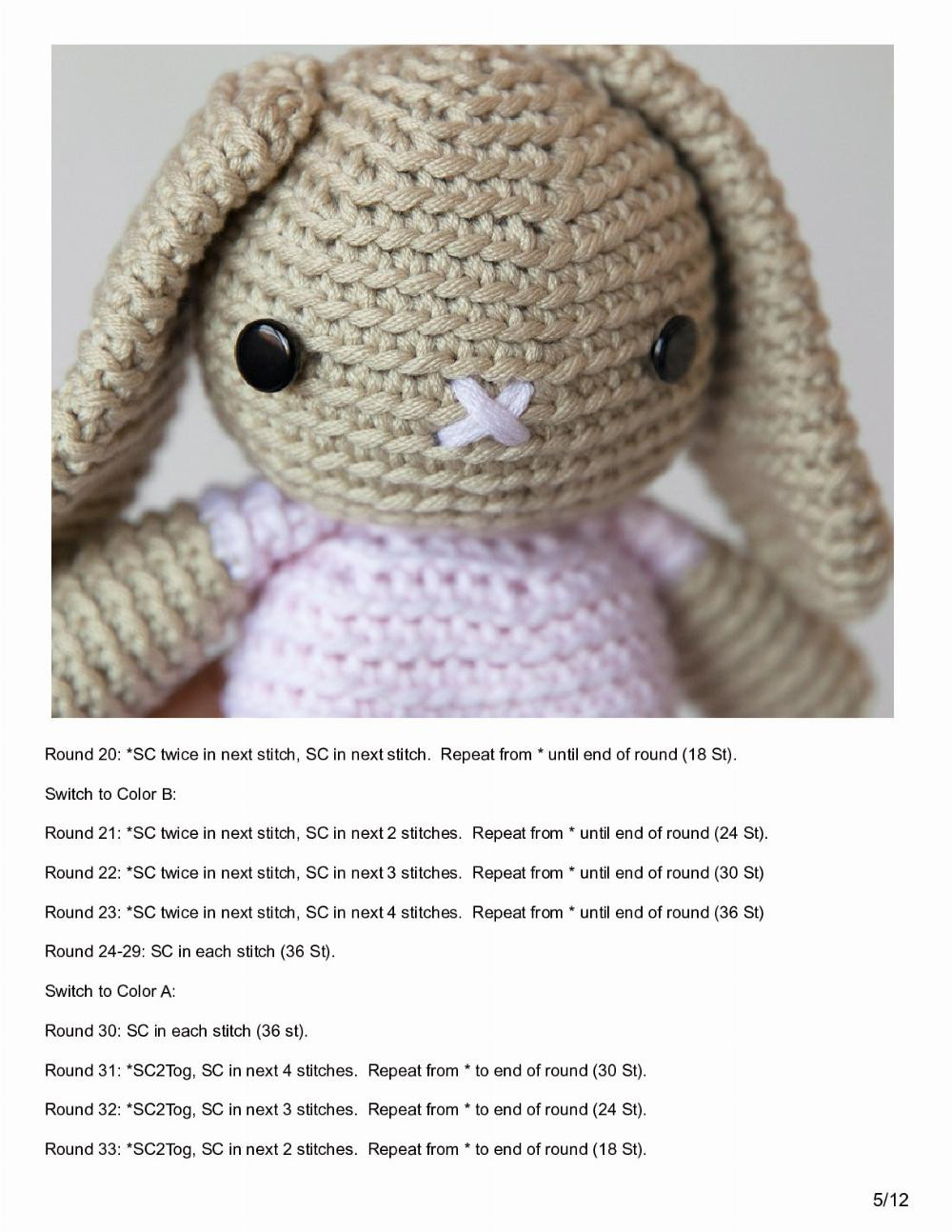 Free Crochet with a ping shirt Bunny Pattern