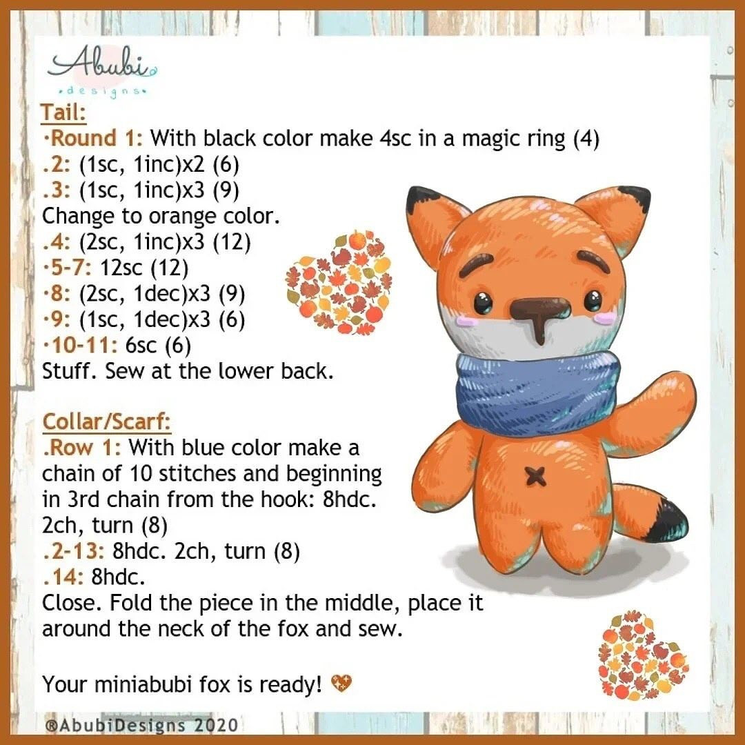 🦊🙌🏻 FREE ENGLISH PATTERN🙌🏻🦊 MiniAbubi little fox 🧡