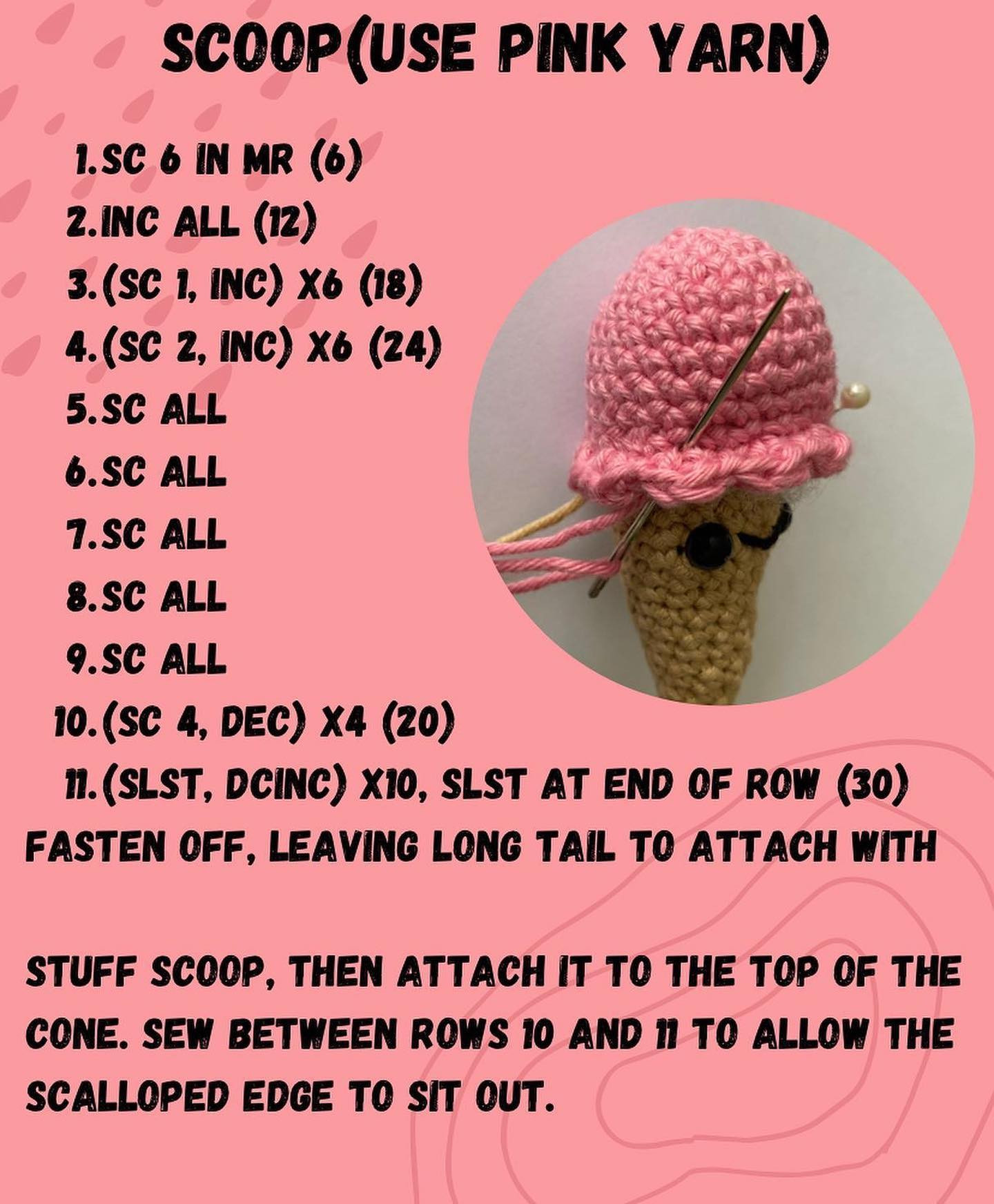 free ice cream cone keychain crochet pattern