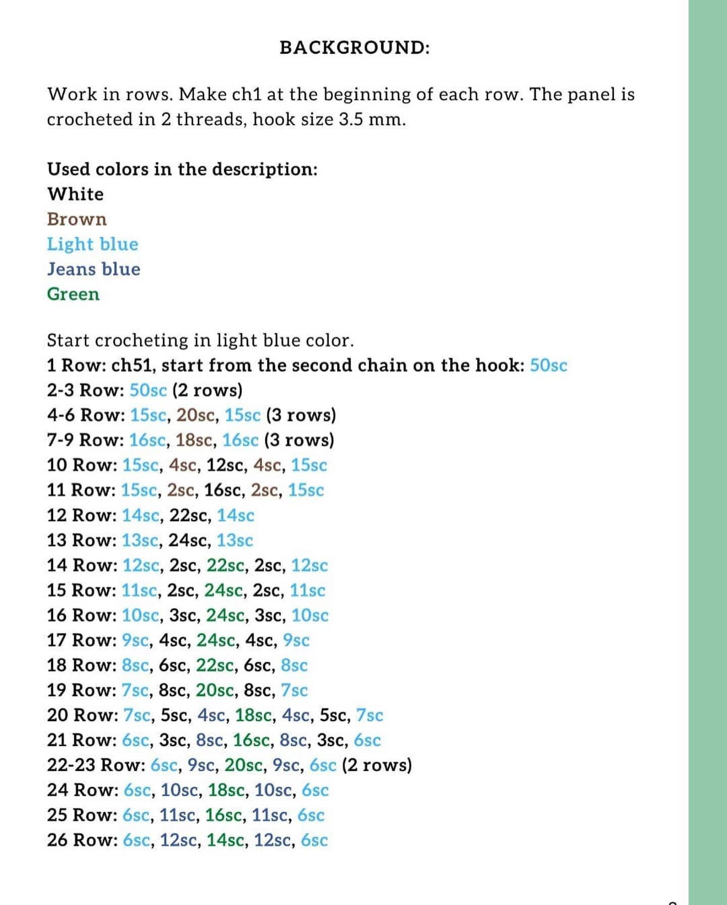 free pattern chart of the panel